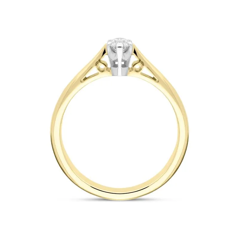18ct Yellow Gold 0.30ct Diamond Platinum Claw Set Solitaire Ring D