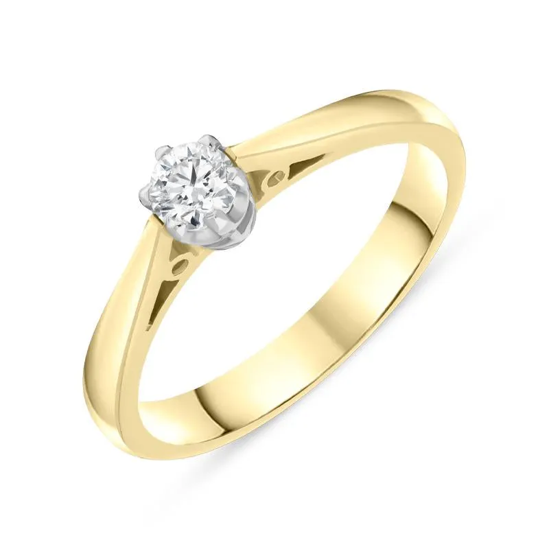 18ct Yellow Gold 0.30ct Diamond Platinum Claw Set Solitaire Ring D