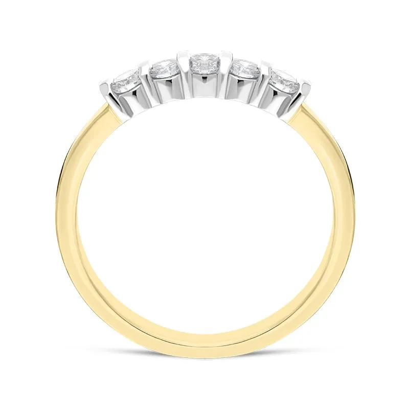 18ct Yellow Gold 0.35ct Diamond Five Stone Bar Set Wedding Ring