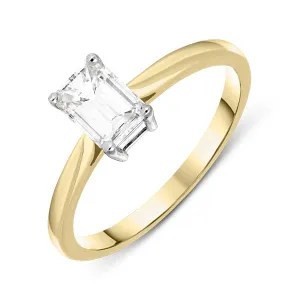 18ct Yellow Gold 0.36ct Diamond Baguette Cut Solitaire Ring