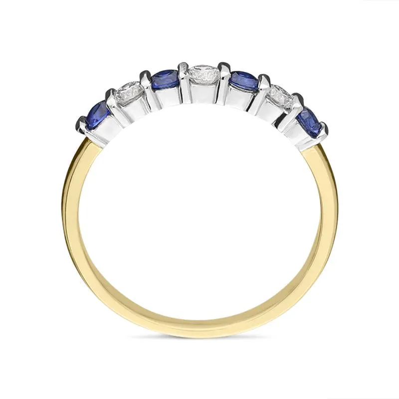 18ct Yellow Gold 0.37ct Sapphire Diamond Bar Set Half Eternity Ring