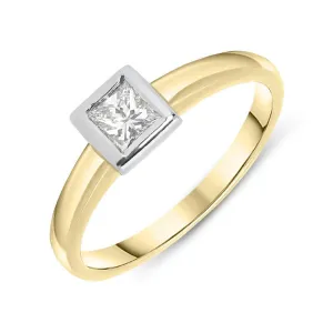 18ct Yellow Gold 0.39ct Diamond Princess Cut Solitaire Ring