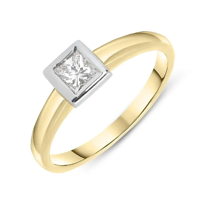 18ct Yellow Gold 0.39ct Diamond Princess Cut Solitaire Ring