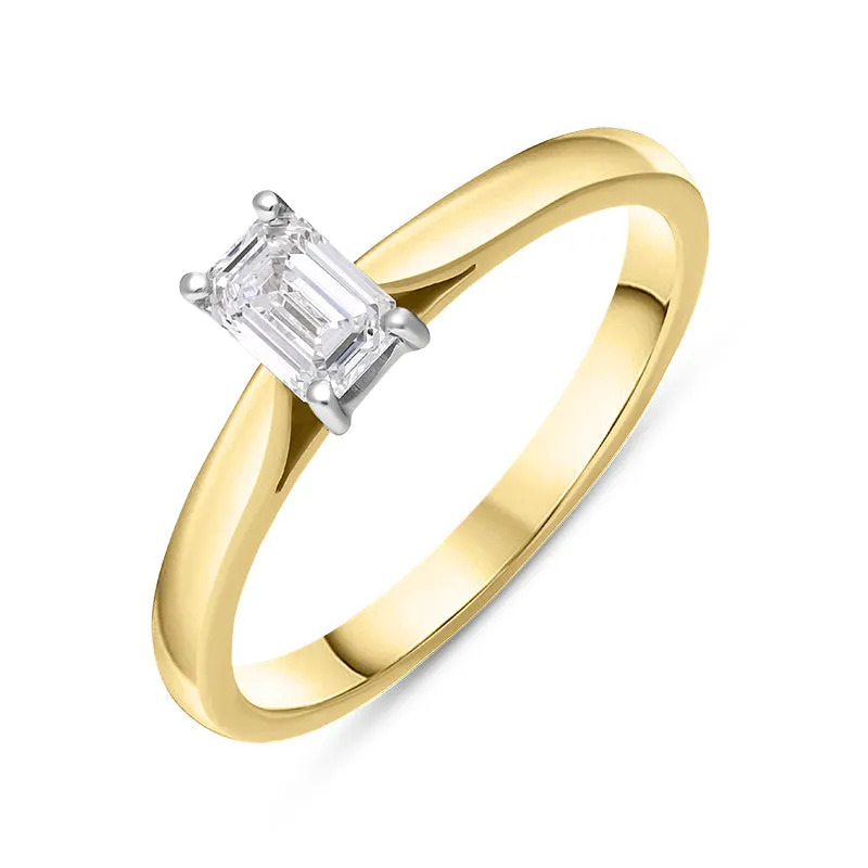 18ct Yellow Gold 0.40ct Diamond Emerald Cut Solitaire Ring D