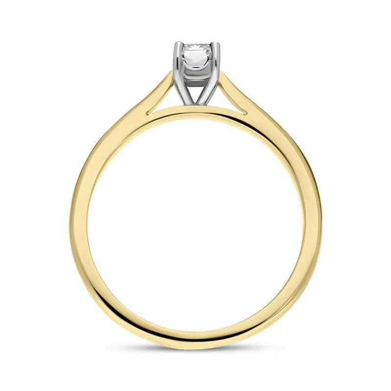18ct Yellow Gold 0.40ct Diamond Emerald Cut Solitaire Ring D