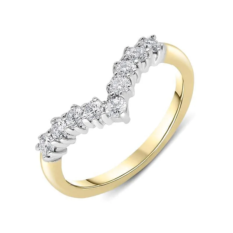 18ct Yellow Gold 0.46ct Diamond Wishbone Wedding Ring