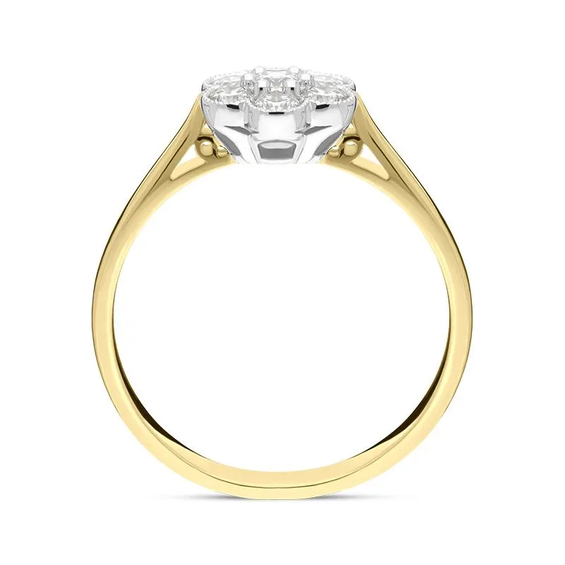 18ct Yellow Gold 0.50ct Diamond Flower Cluster Ring