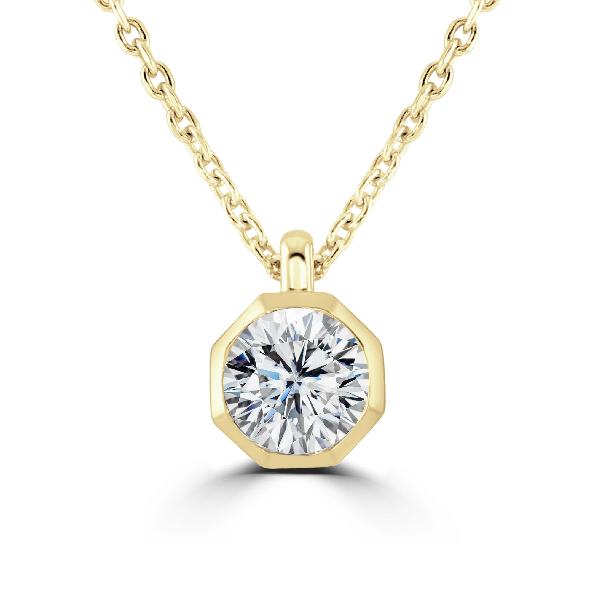 18ct Yellow Gold 0.50ct Lab Grown Diamond Solitaire Octagonal Necklace