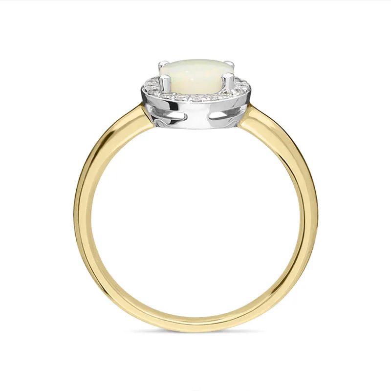 18ct Yellow Gold 0.52ct Opal Diamond Round Cluster Ring