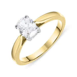 18ct Yellow Gold 0.74ct Diamond Oval Solitaire Ring