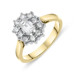 18ct Yellow Gold 1.06ct Diamond Baguette Cut Cluster Ring