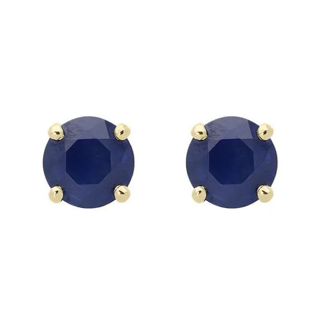 18ct Yellow Gold 1.32ct Sapphire Round Cut Stud Earrings