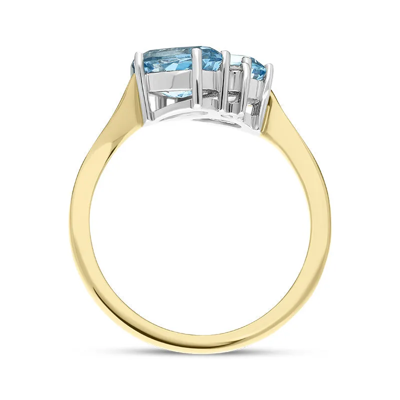 18ct Yellow Gold 1.54ct Aquamarine Diamond Twist Ring