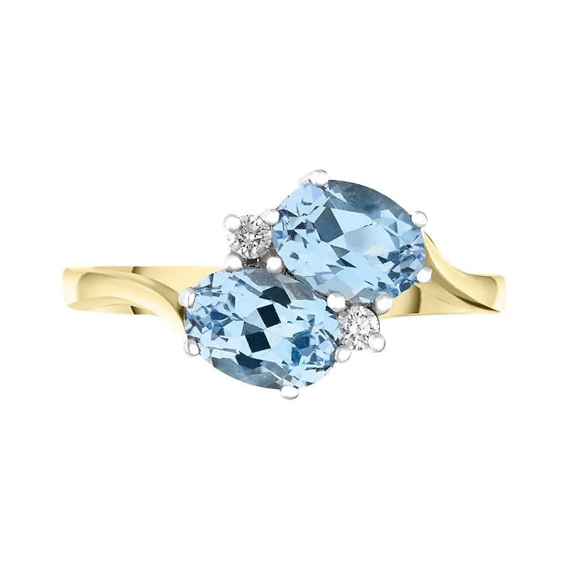 18ct Yellow Gold 1.54ct Aquamarine Diamond Twist Ring