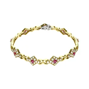 18ct Yellow Gold 1.79 Carat Diamond 1.69 Carat Ruby Bracelet