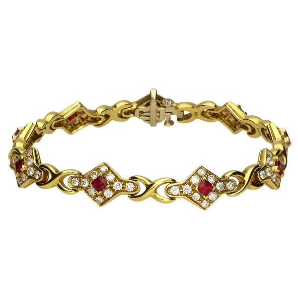 18ct Yellow Gold 1.79 Carat Diamond 1.69 Carat Ruby Bracelet