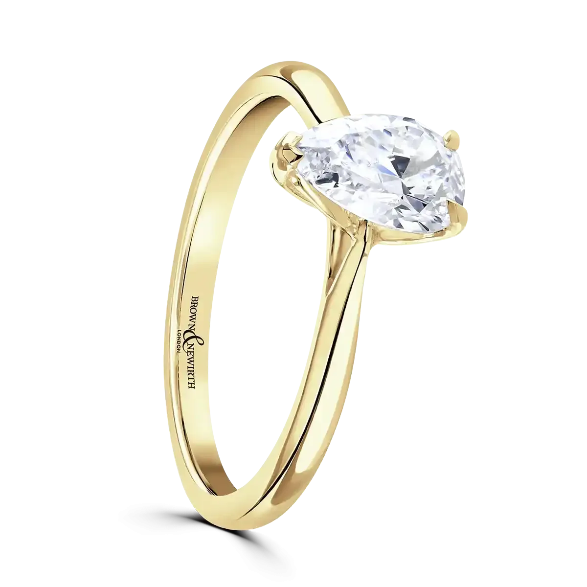 18ct Yellow Gold 1ct Pear Cut Laboratory Grown Diamond Solitaire