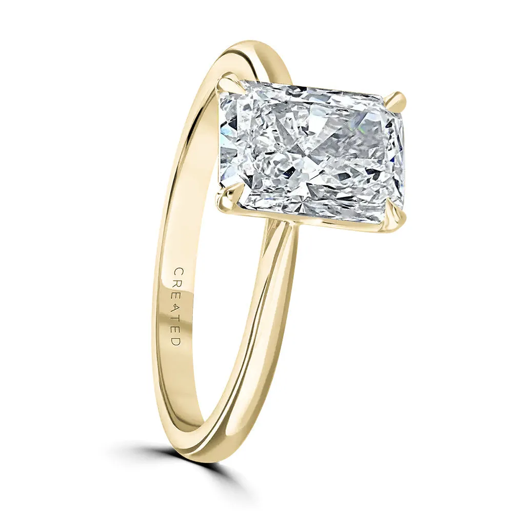 18ct Yellow Gold 1ct Radiant Cut Laboratory Grown Diamond Solitaire