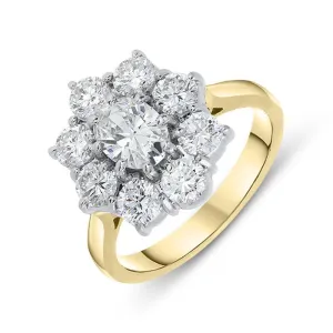 18ct Yellow Gold 2.18ct Diamond Floral Cluster Ring