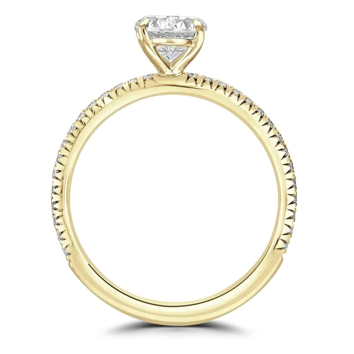 18ct Yellow Gold 2ct Oval Cut Laboratory Grown Diamond Solitaire With Diamond Shoulders