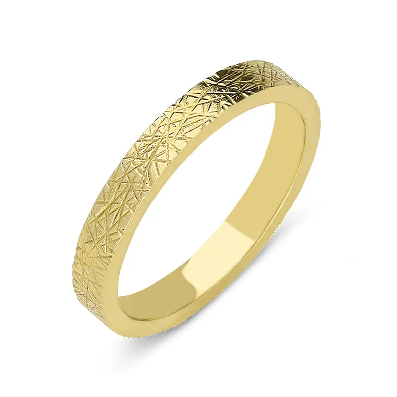 18ct Yellow Gold 3mm Patterned Wedding Ring