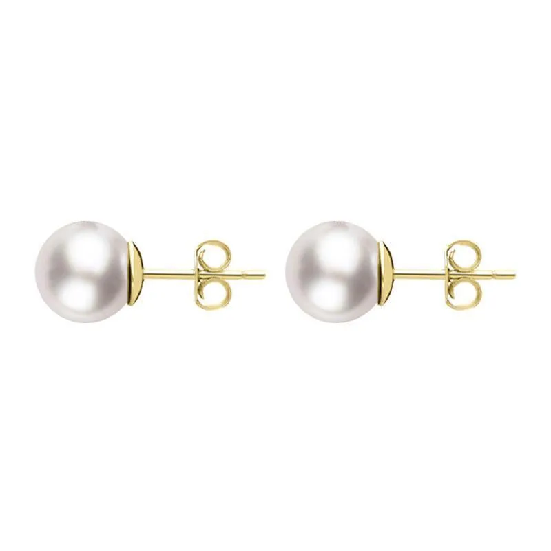 18ct Yellow Gold 4mm White Pearl Stud Earrings