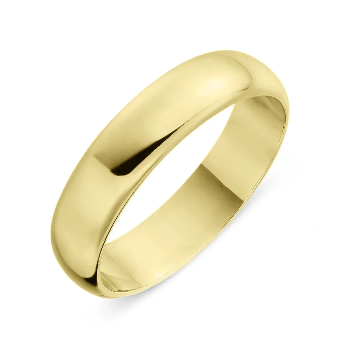 18ct Yellow Gold 5mm D-Shaped Wedding Ring
