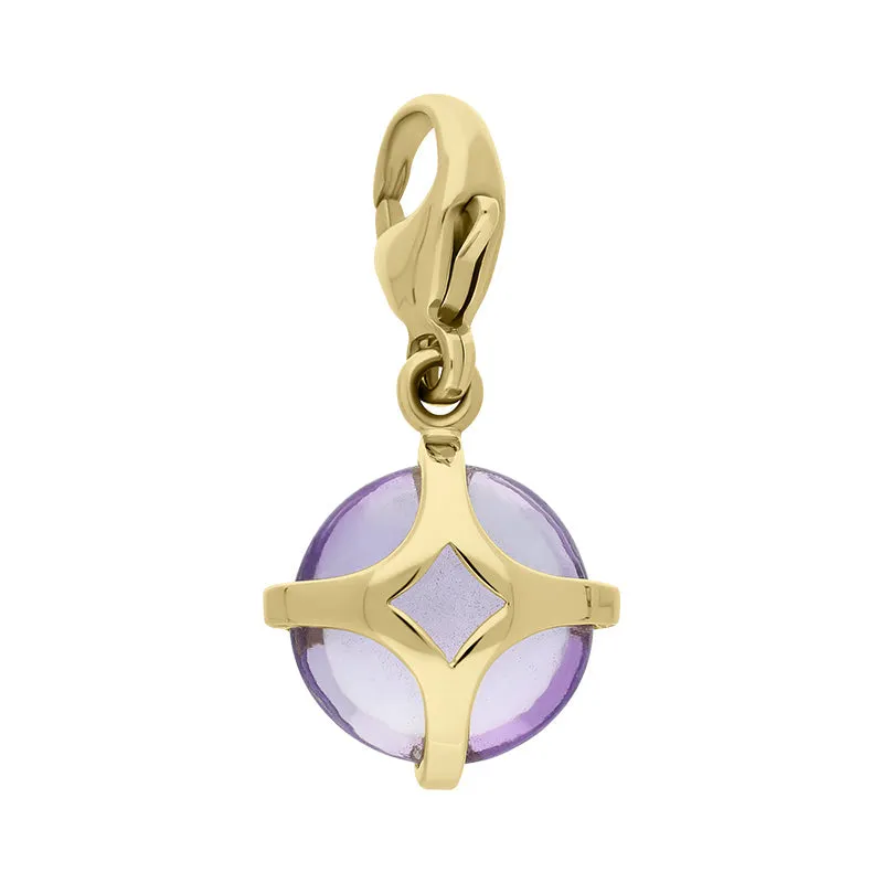 18ct Yellow Gold Amethyst Cross Heart Bead Charm D