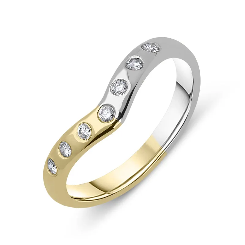 18ct Yellow Gold and Platinum Diamond Wishbone Wedding Ring
