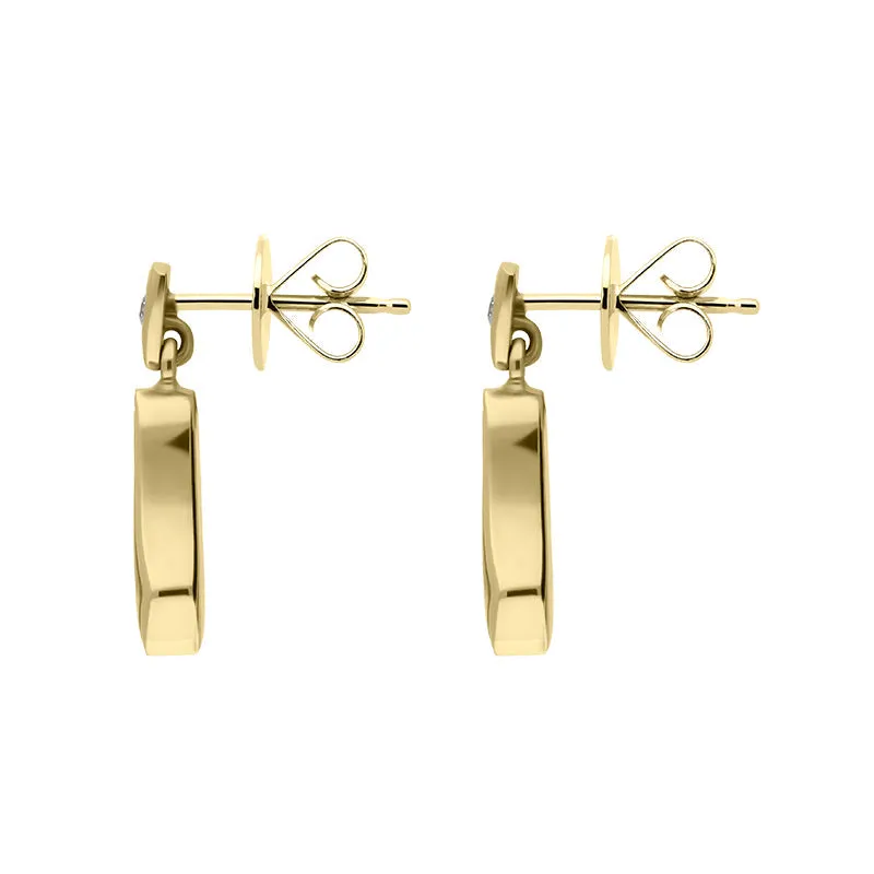 18ct Yellow Gold Blue John 0.06ct Diamond Tapered Drop Earrings D