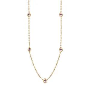 18ct Yellow Gold Blue John Cross Link Disc Chain Necklace