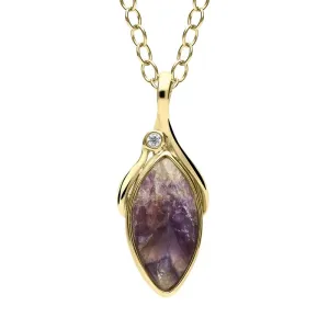 18ct Yellow Gold Blue John Diamond Marquise Necklace
