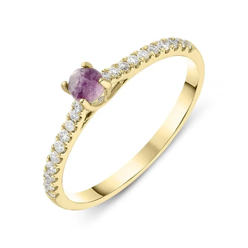 18ct Yellow Gold Blue John Diamond Round Solitaire Ring