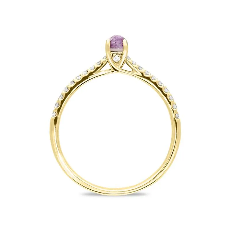 18ct Yellow Gold Blue John Diamond Round Solitaire Ring