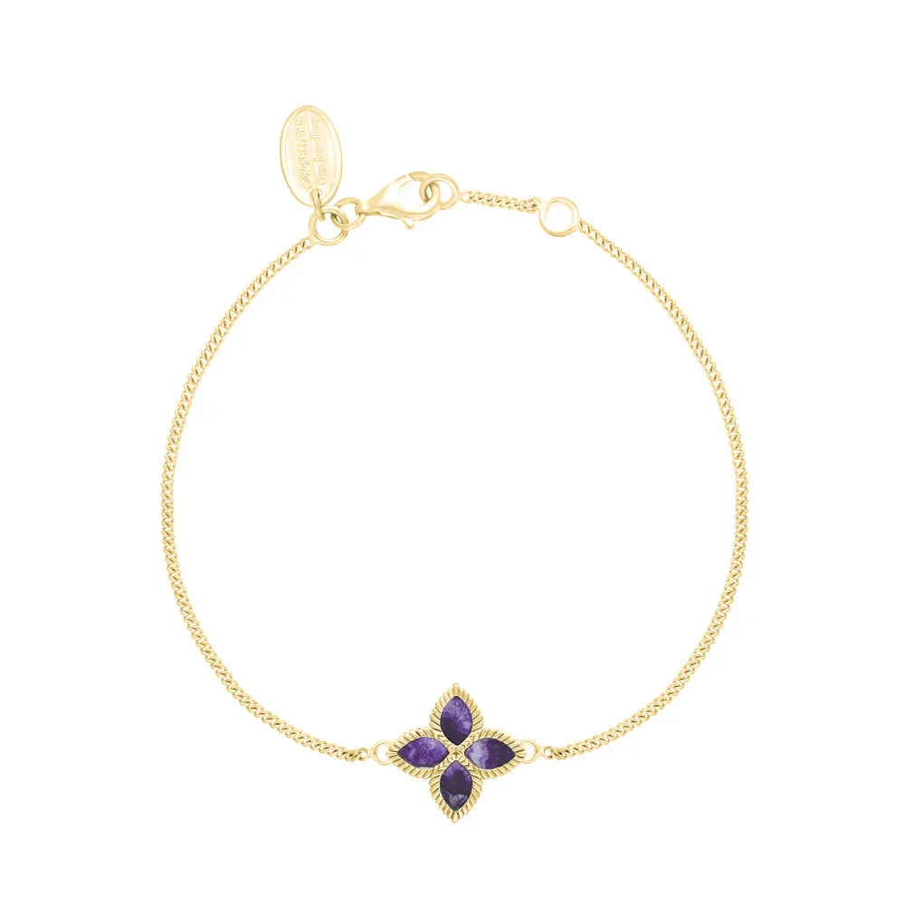 18ct Yellow Gold Blue John eden Marquise Flower Bracelet