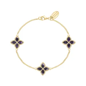 18ct Yellow Gold Blue John eden Marquise Flower Bracelet