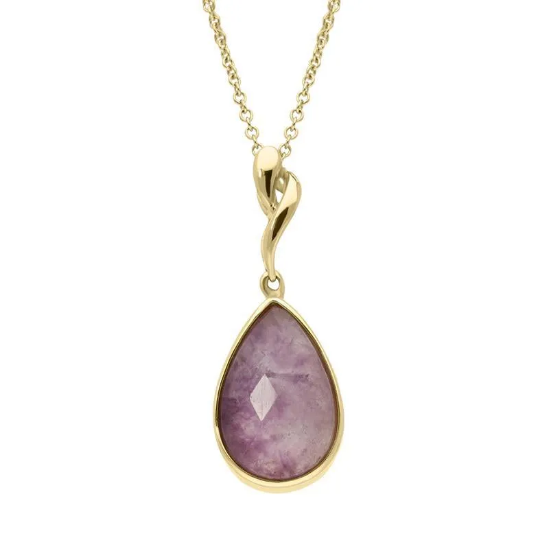 18ct Yellow Gold Blue John Faceted Unique Pear Necklace D