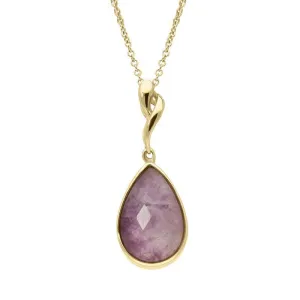 18ct Yellow Gold Blue John Faceted Unique Pear Necklace D