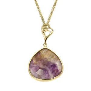 18ct Yellow Gold Blue John Faceted Unique Pear Necklace