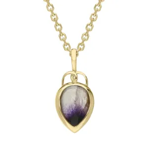 18ct Yellow Gold Blue John Faceted Upside Down Pear Necklace D