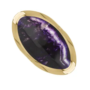 18ct Yellow Gold Blue John King's Coronation Hallmark Large Oval Ring D