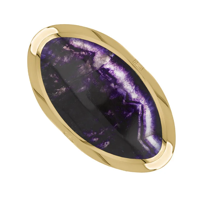 18ct Yellow Gold Blue John King's Coronation Hallmark Large Oval Ring D