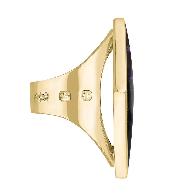 18ct Yellow Gold Blue John King's Coronation Hallmark Large Rhombus Ring D