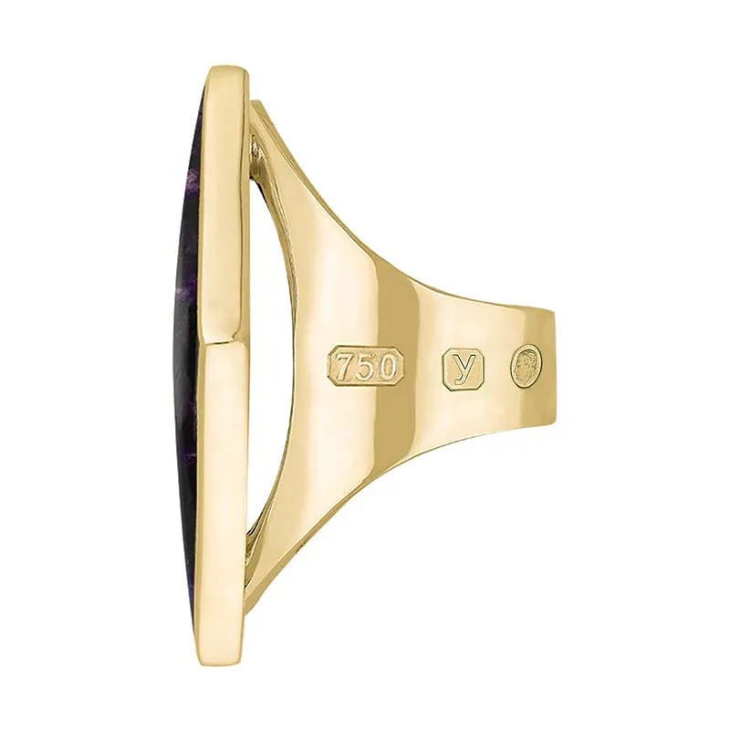 18ct Yellow Gold Blue John King's Coronation Hallmark Large Rhombus Ring D