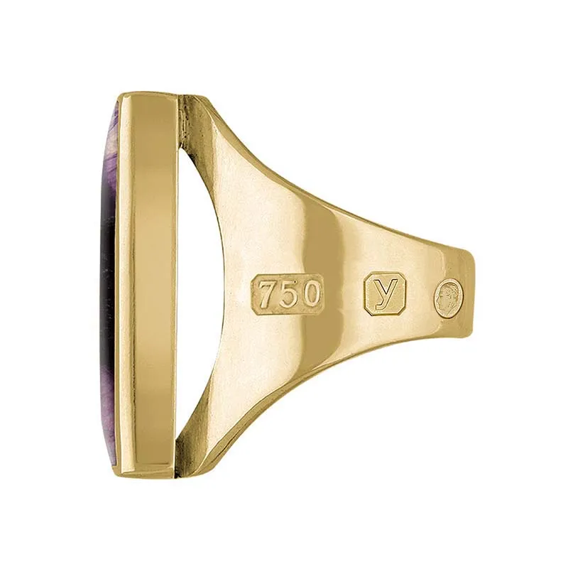 18ct Yellow Gold Blue John King's Coronation Hallmark Medium Square Ring D