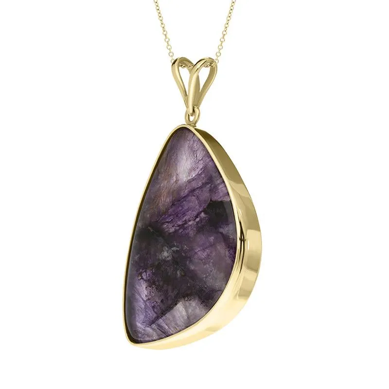 18ct Yellow Gold Blue John Large Abstract Oval Necklace D