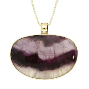18ct Yellow Gold Blue John Large Oval Necklace