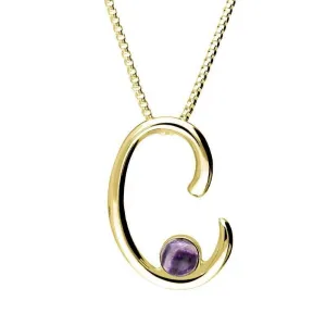 18ct Yellow Gold Blue John Love Letters Initial C Necklace
