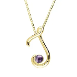 18ct Yellow Gold Blue John Love Letters Initial J Necklace