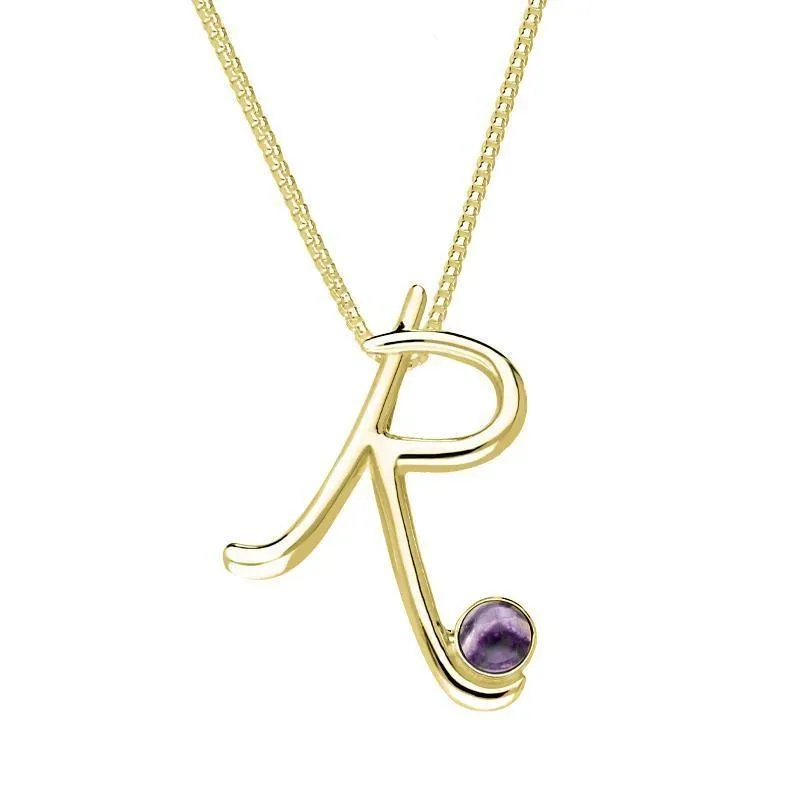 18ct Yellow Gold Blue John Love Letters Initial R Necklace